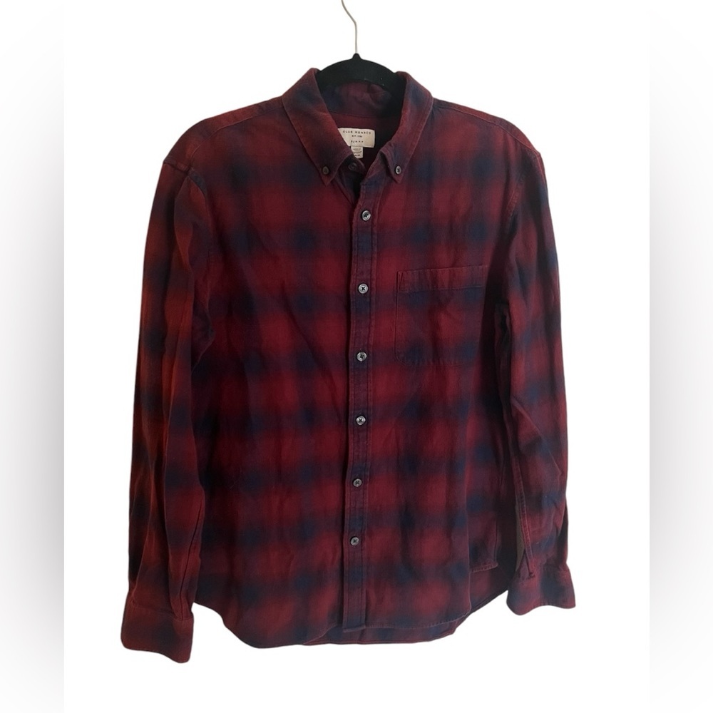Club Monaco Men’s Red Plaid Button Up Long Sleeve